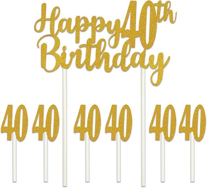 Happy 40th Birthday Cake Topper “Gold”