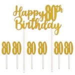 Happy 80th Birthday Cake Topper “Gold”