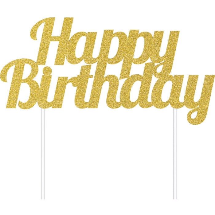 Happy Birthday Cake Topper “Gold”