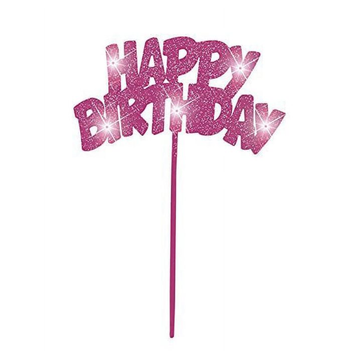 Happy Birthday Flashing Cake Topper “Pink”