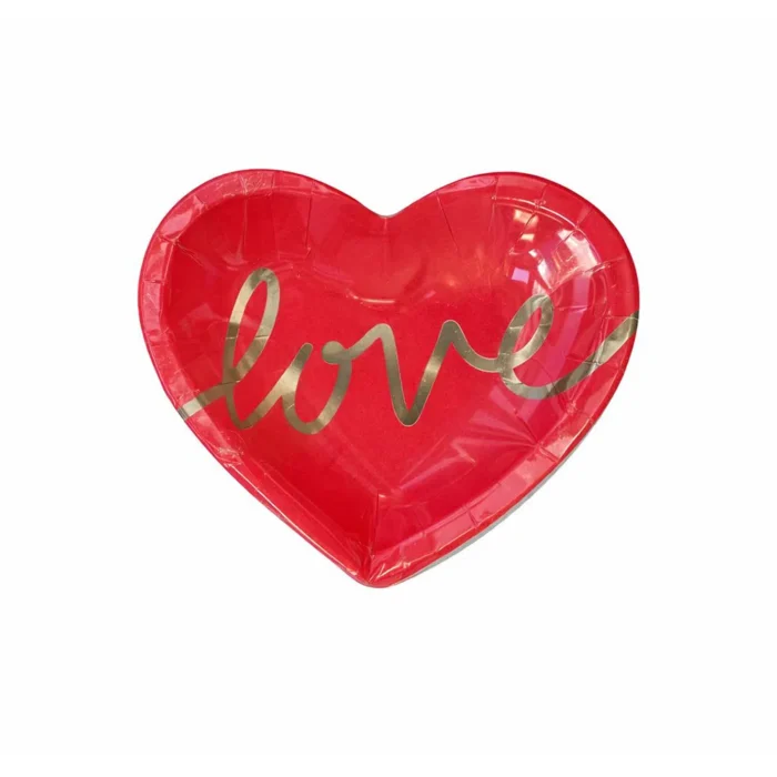 Heart-shaped Red Plate with "Love"