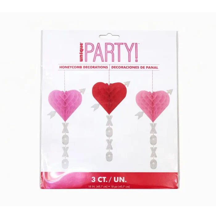 Honeycomb Heart Decorations Package "XO"