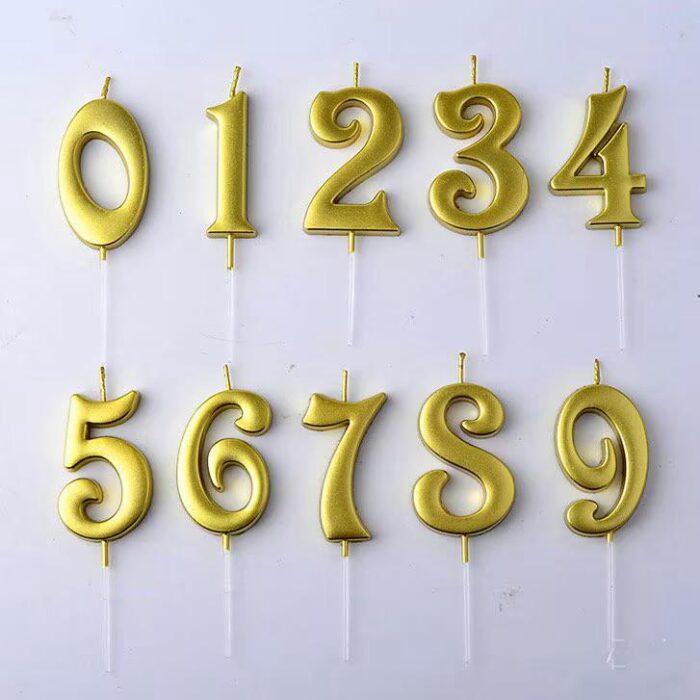 Small Gold Birthday Candles 0,1,2,3,4,5,6,7,8,9
