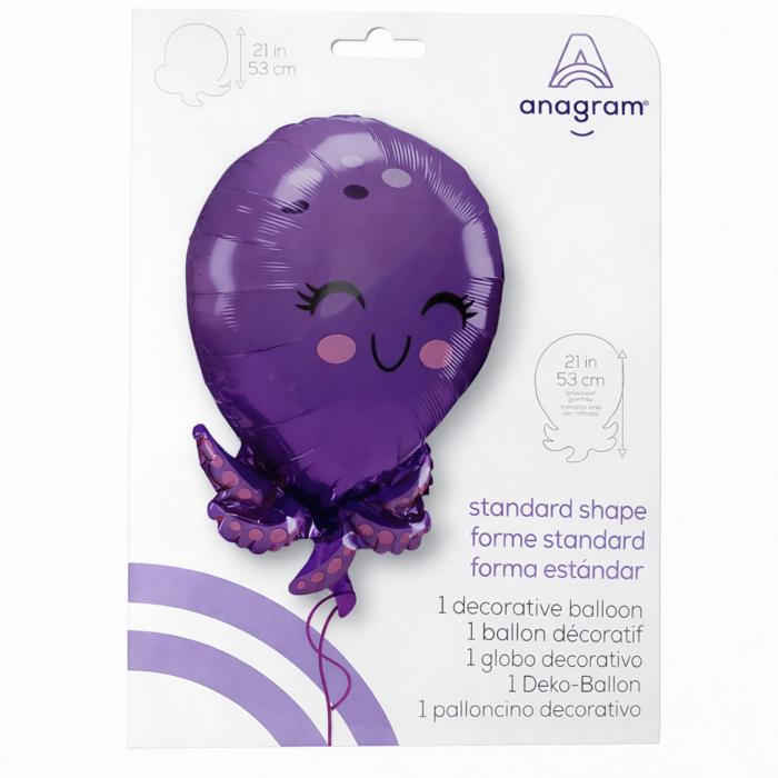 Purple Octopus Mylar Balloon