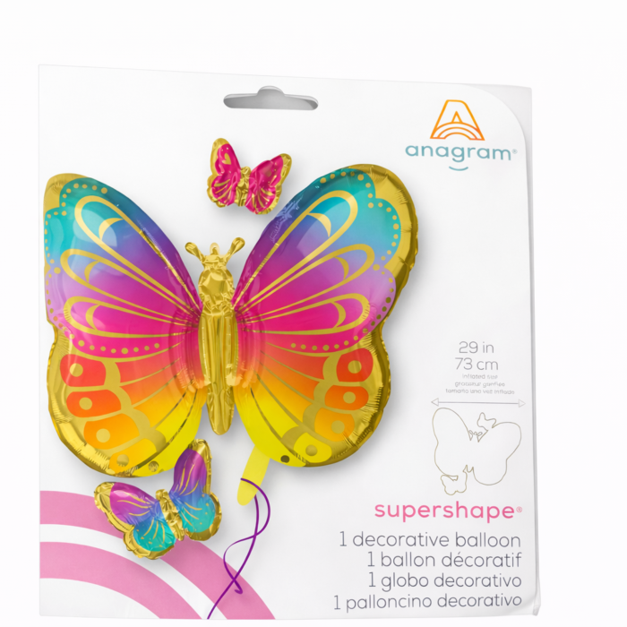 Golden Rainbow Butterfly Balloon