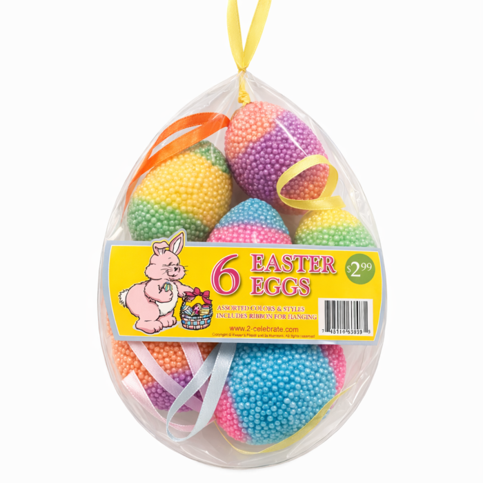 6 Decorative Easter Eggs Assorted Pastel Colors