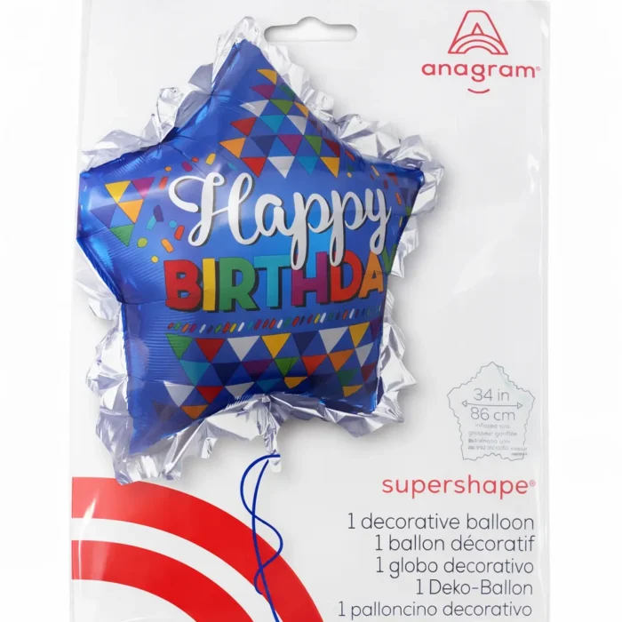 Blue Star Happy Birthday Mylar Balloon