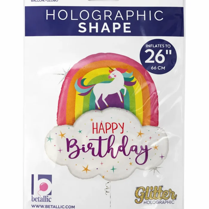 Unicorn Rainbow Happy Birthday Mylar Balloon