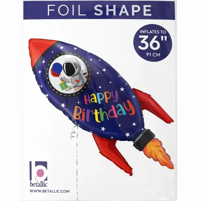 Rocket Happy Birthday Mylar Balloon
