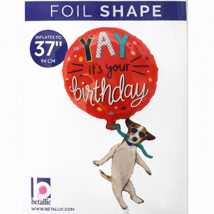 Dog With Rose Happy Birthday Mylar Balloon
