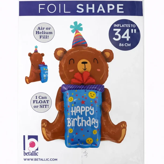 Teddy Bear Happy Birthday Mylar Balloon