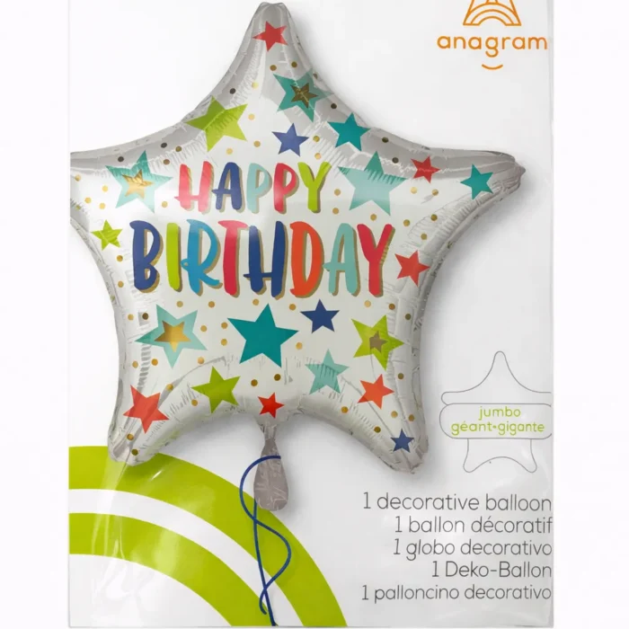 White Star Happy Birthday Mylar Balloon