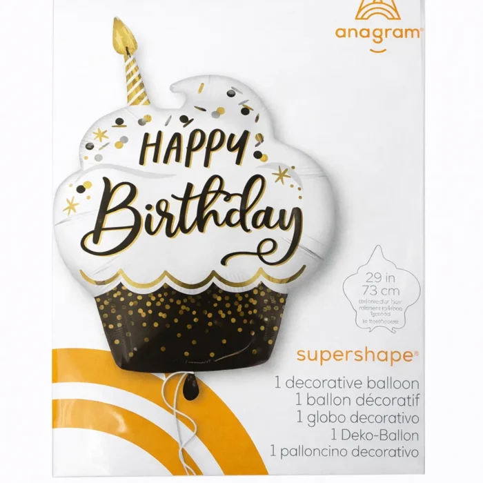Cupcake Happy Birthday Mylar Balloon