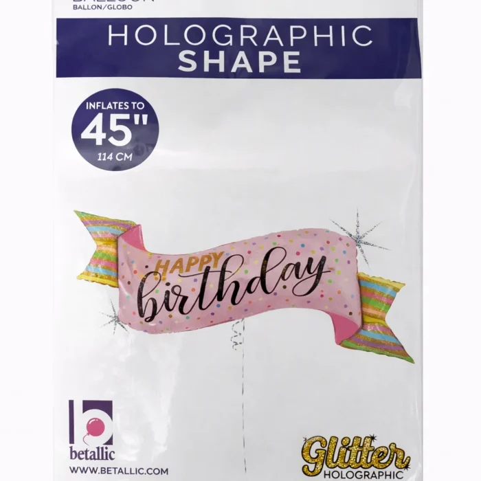 Pink Banner Happy Birthday Mylar Balloon
