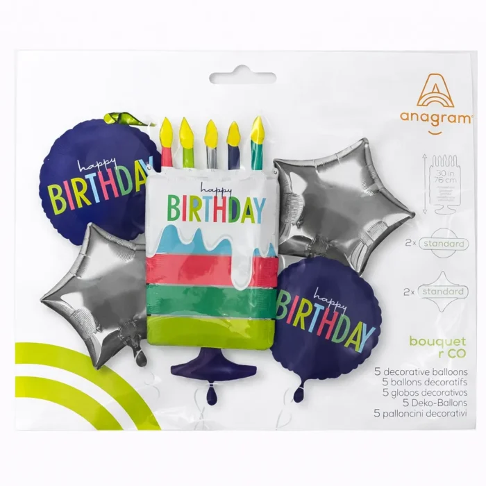 Cake Happy Birthday Bouquet Mylar Balloon