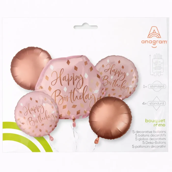 Pink Happy Birthday Bouquet Mylar Balloon