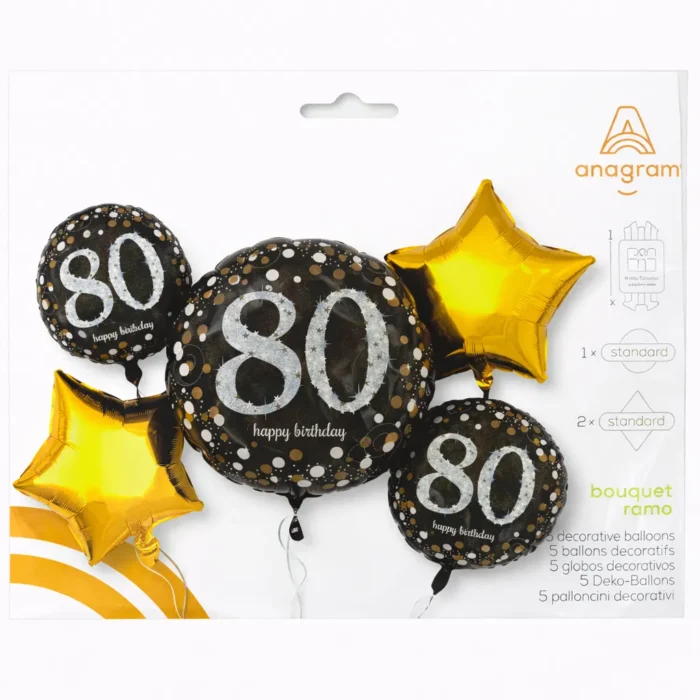 80th Happy Birthday Bouquet Mylar Balloon