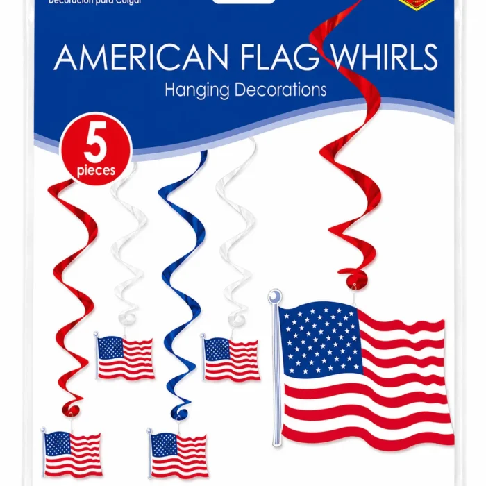 Patriotic American Flag Whirls Hanging Decoration Set
