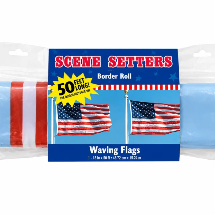 Patriotic Waving Flags Scene Setters Border Roll