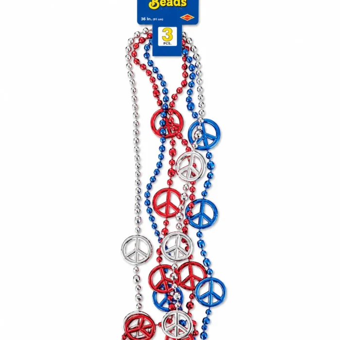 Patriotic Peace Sign Bead Necklaces