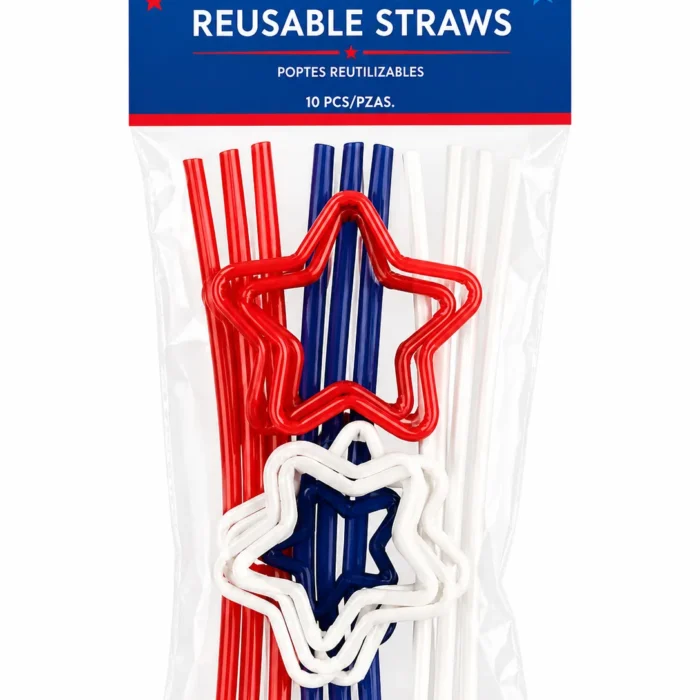 Patriotic Reusable Star Straws
