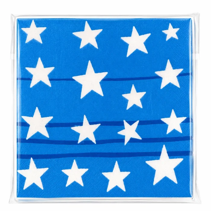 Patriotic Stars Blue Beverage Napkins